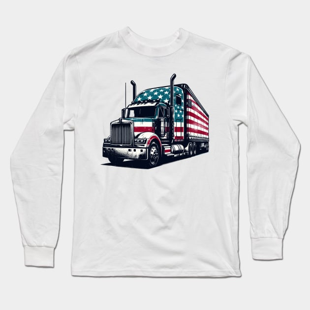 Semi Truck Long Sleeve T-Shirt by Vehicles-Art